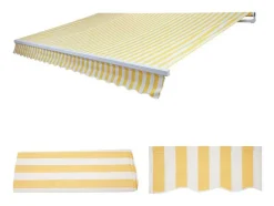 Vente-unique Buitenzonwering-Vervangingshoes Voor Luifel Mcw-E49, Polyester Geel-Wit