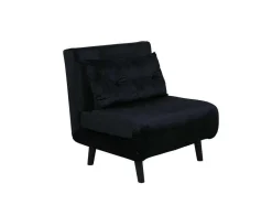Vente-unique Uitklapbare Fauteuil-Vicky Slaapbank ,Fauteuil Velours Zwart.