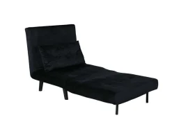 Vente-unique Uitklapbare Fauteuil-Vicky Slaapbank ,Fauteuil Velours Zwart.