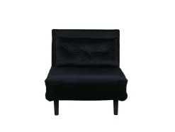 Vente-unique Uitklapbare Fauteuil-Vicky Slaapbank ,Fauteuil Velours Zwart.