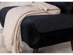 Vente-unique Uitklapbare Fauteuil-Vicky Slaapbank ,Fauteuil Velours Zwart.
