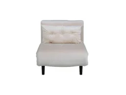Vente-unique Uitklapbare Fauteuil-Vicky Slaapbank ,Fauteuil Velours Beige.