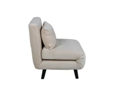 Vente-unique Uitklapbare Fauteuil-Vicky Slaapbank ,Fauteuil Velours Beige.
