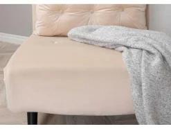 Vente-unique Uitklapbare Fauteuil-Vicky Slaapbank ,Fauteuil Velours Beige.