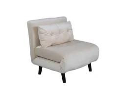 Vente-unique Uitklapbare Fauteuil-Vicky Slaapbank ,Fauteuil Velours Beige.