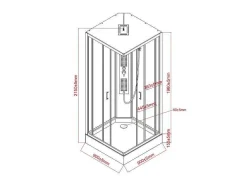 Shower & Design Douchecabine-Vierkante Douchecabine Met Massagestralen Matzwart En Wit L90 X B90 X H215 Cm Tanito