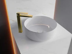 Shower & Design Kraan-Vierkante Hoge Mechanische Mengkraan - H29,5 Cm - Goud Met Satijnglans - Vipava
