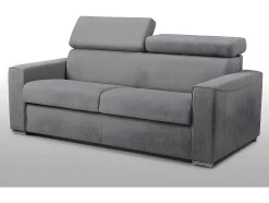 Vente-unique Speciale Modellen Zitbanken & Fauteuils-Vierzits Express Slaapbank Van Stof Vizir - Grijs - Slaapafmeting Met Brede Latten 160 Cm - Matras 18 Cm