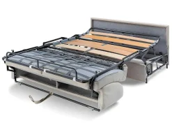Vente-unique Speciale Modellen Zitbanken & Fauteuils-Vierzits Express Slaapbank Van Stof Vizir - Grijs - Slaapafmeting Met Brede Latten 160 Cm - Matras 18 Cm