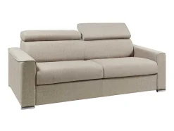 Vente-unique Speciale Modellen Zitbanken & Fauteuils-Vierzits Express Slaapbank Van Stof Vizir - Beige - Slaapafmeting Met Brede Latten 160 Cm - Matras 18 Cm