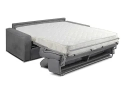 Vente-unique Speciale Modellen Zitbanken & Fauteuils-Vierzits Express Slaapbank Van Stof Vizir - Beige - Slaapafmeting Met Brede Latten 160 Cm - Matras 18 Cm