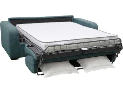 Vente-unique Slaapbank Met Matras-Vierzits Express Slaapbank - Stof - Blauw - Matras 14 Cm - Bevis