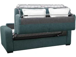 Vente-unique Slaapbank Met Matras-Vierzits Express Slaapbank - Stof - Blauw - Matras 14 Cm - Bevis
