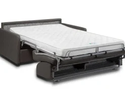 Vente-unique Slaapbank Met Matras-Vierzits Express-Bedbank Van Kunstleer Calife - Grijs - Slaapafmeting 160 Cm