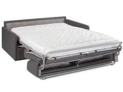 Vente-unique Slaapbank Met Matras-Vierzits Express-Bedbank Van Kunstleer Calife - Grijs - Slaapafmeting 160 Cm