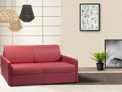 Vente-unique Slaapbank Met Matras-Vierzits Express-Bedbank Van Kunstleer Calife - Grijs - Slaapafmeting 160 Cm