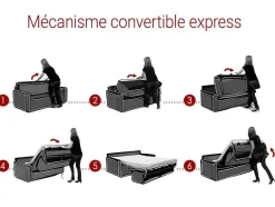 Vente-unique Slaapbank Met Matras-Vierzits Express-Bedbank Van Kunstleer Calife - Grijs - Slaapafmeting 160 Cm