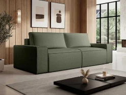 Vente-unique Speciale Modellen Zitbanken & Fauteuils-Vierzitsslaapbank Van Groen Velours Met Textuur Amelia