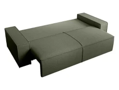 Vente-unique Speciale Modellen Zitbanken & Fauteuils-Vierzitsslaapbank Van Groen Velours Met Textuur Amelia