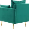 ModernLuxe Fauteuil Stof Fluweel / Suedine-Vipi Fauteuil In Fluwelen Stof Met Opbergruimte En Kussen - Poten Van Goudkleurig Metaal - Groen