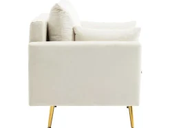 ModernLuxe Fauteuil Stof Fluweel / Suedine-Vipi Fauteuil In Fluwelen Stof Met Opbergruimte En Kussen - Poten Van Goudkleurig Metaal - Wit