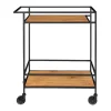 House Nordic Keukenmeubel-Vita Barwagen Op Wielen Met 2 Schappen, Zwart, Eikenhouten Decor.