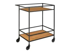 House Nordic Keukenmeubel-Vita Barwagen Op Wielen Met 2 Schappen, Zwart, Eikenhouten Decor.