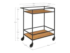House Nordic Keukenmeubel-Vita Barwagen Op Wielen Met 2 Schappen, Zwart, Eikenhouten Decor.