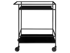 House Nordic Keukenmeubel-Vita Barwagen Op Wielen Met 2 Schappen, Zwart.