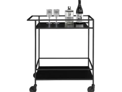 House Nordic Keukenmeubel-Vita Barwagen Op Wielen Met 2 Schappen, Zwart.
