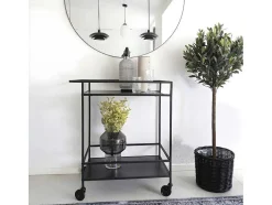 House Nordic Keukenmeubel-Vita Barwagen Op Wielen Met 2 Schappen, Zwart.