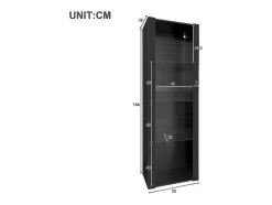 ModernLuxe Buffetkast-Vitrine L 166Cm Met Led - 3 Glazen Planken - Zwart