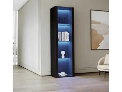 ModernLuxe Buffetkast-Vitrine L 166Cm Met Led - 3 Glazen Planken - Zwart