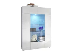 Vente-unique Boekenkast & Vitrine-Vitrinekast Calisto - Met Led-Verlichting - Twee Deuren Van Glas - Wit Gelakt