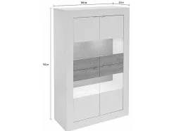 Vente-unique Boekenkast & Vitrine-Vitrinekast Comete - Met Led-Verlichting - Vier Deuren - Wit Gelakt