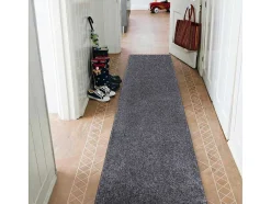 RugsX Gangtapijt-Vloerbedekking Santa Fe Grijskleuring 97, Glad, Uniform, Enkele Kleur 100X450 Cm