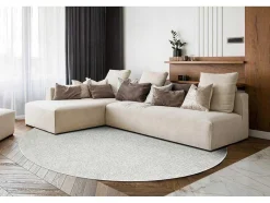 RugsX Tapijt Rond-Vloerkleed Casablanca Plus Rond Creme Eenkleurig, Lus Cercle 80 Cm