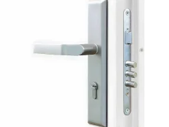 Vente-unique Voordeur-Voordeur In Massief Staal Met Accenten In Inox H207 X B100 Cm Wit Links Binnendraaiend Tifana