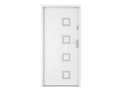 Vente-unique Voordeur-Voordeur In Massief Staal Met Accenten In Inox H207 X B100 Cm Wit Links Binnendraaiend Tifana