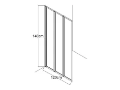 Shower & Design Badscherm-Vouwbaar Badscherm In Metaal Chroom 120 X 140 Cm District