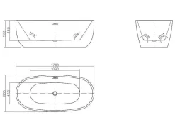 Shower & Design Vrijstaand Bad-Vrijstaand Bad - 238 L - 170 X 80 X 58 Cm - Wit - Nica