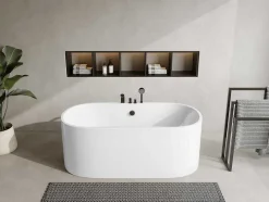 Shower & Design Vrijstaand Bad-Vrijstaand Bad Met Kraan Stepona - 195 L - 150 X 75 X 58 Cm - Wit