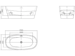 Shower & Design Vrijstaand Bad-Vrijstaand Designbad - 200 L - 150 X 72 X 58 Cm - Wit - Dominika