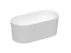 Shower & Design Vrijstaand Bad-Vrijstaand Geribbeld Acrylbad Wit (Glanzend) 220 Liter 150 X 75 X 58 Cm Aliena