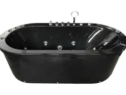 ELITESHOPPING Massagebad-Vrijstaand Ovaal Zwart Whirlpoolbad 185 X 95 Cm 10 Jets Berry