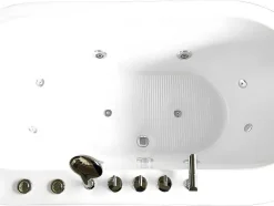 ELITESHOPPING Massagebad-Vrijstaand Wit Ovaal Whirlpoolbad 185 X 95 Cm 10 Jets Perlie