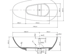 Shower & Design Vrijstaand Bad-Vrijstaande Assymetrische Badkuip In Solid Surface - 268L - 172 X 83 X 53 Cm - Wit - Fenice