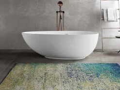 Shower & Design Vrijstaand Bad-Vrijstaande Assymetrische Badkuip In Solid Surface - 268L - 172 X 83 X 53 Cm - Wit - Fenice