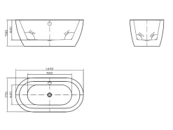 Shower & Design Vrijstaand Bad-Vrijstaande Badkuip - 178 L - 150 X 75 X 58 Cm - Wit - Adrina