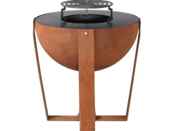 Vente-unique Buitenkeuken-Vuurkorf, Barbecue En Plancha 3 In 1 Van Staal Corten L70 X H80 X D70 Cm - Grezio